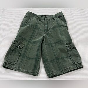 Hurley Green Cargo Shorts Durable Cotton Utilitarian Design